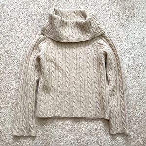 MAX MARA Beige CASHMERE CABLE KNIT Cowl Neck CROP Long Sleeve SWEATER S SMALL